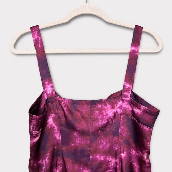 CINQ A SEPT Tie Dye Alexa Dress Size 6 Slip Dress Purple Long Maxi Satin - Picture 8 of 12
